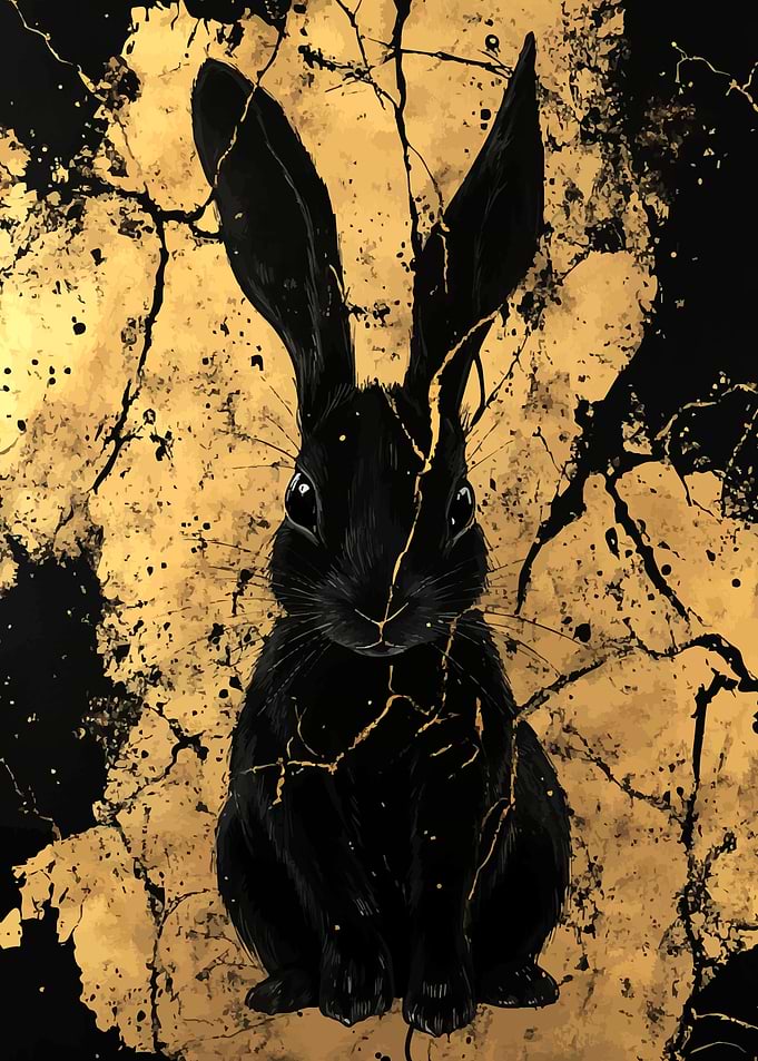 Kintsugi Black Rabbit on Gold