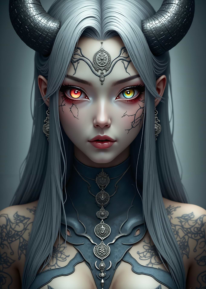 Demonic Woman with Horns