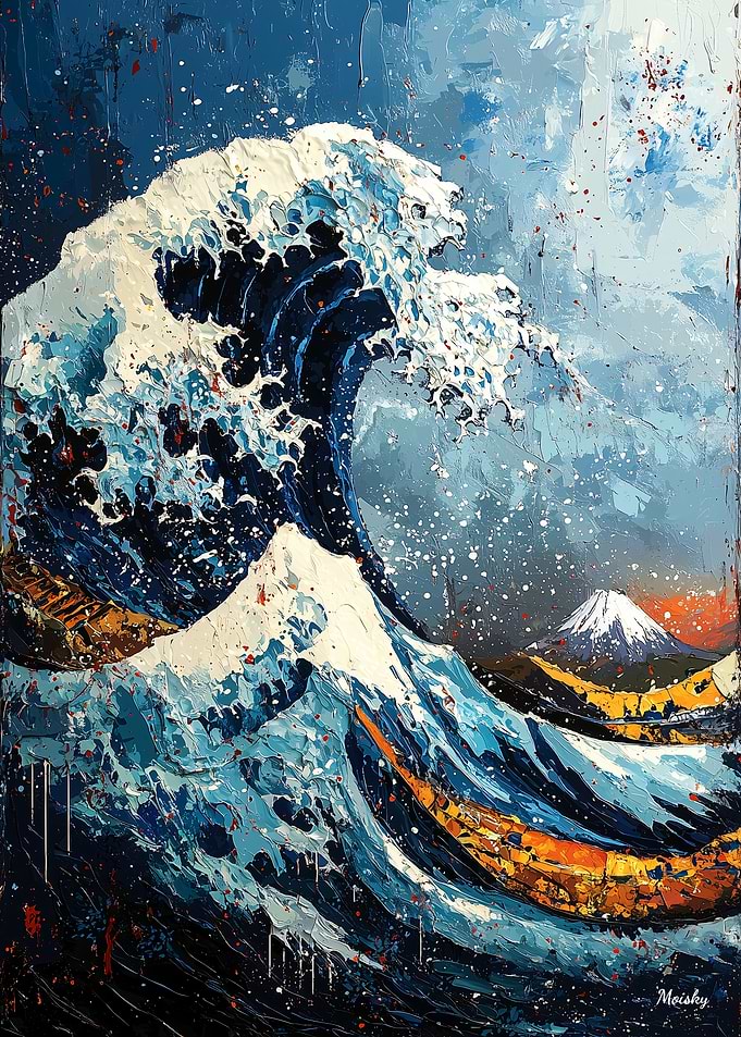 Expressionist The Great Wave – Bold Contemporary Art Reinterpretation