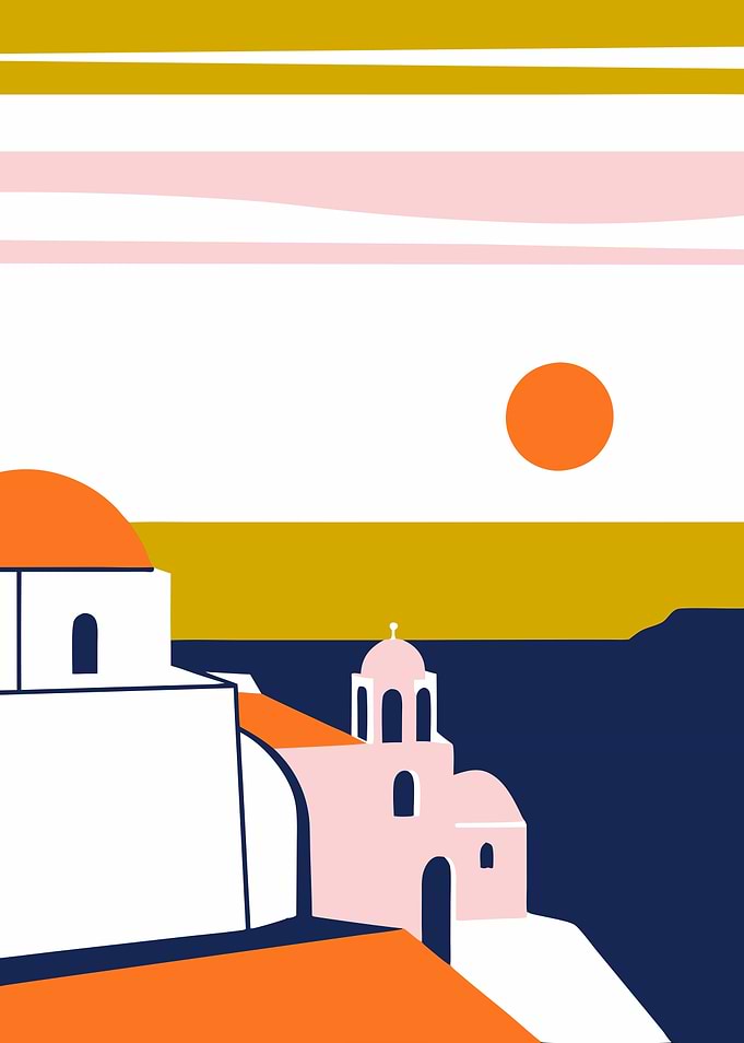 Greek Island Sunset Minimalist Travel Design