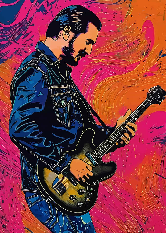 James Burton Guitarist in Blue