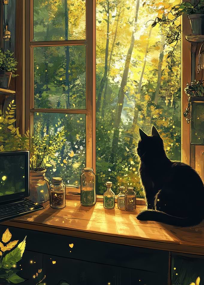 Black Cat Window View
