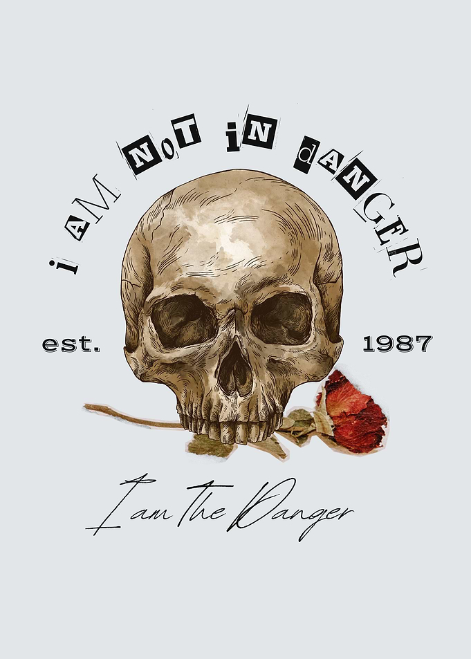 Skull with Rose and Slogan