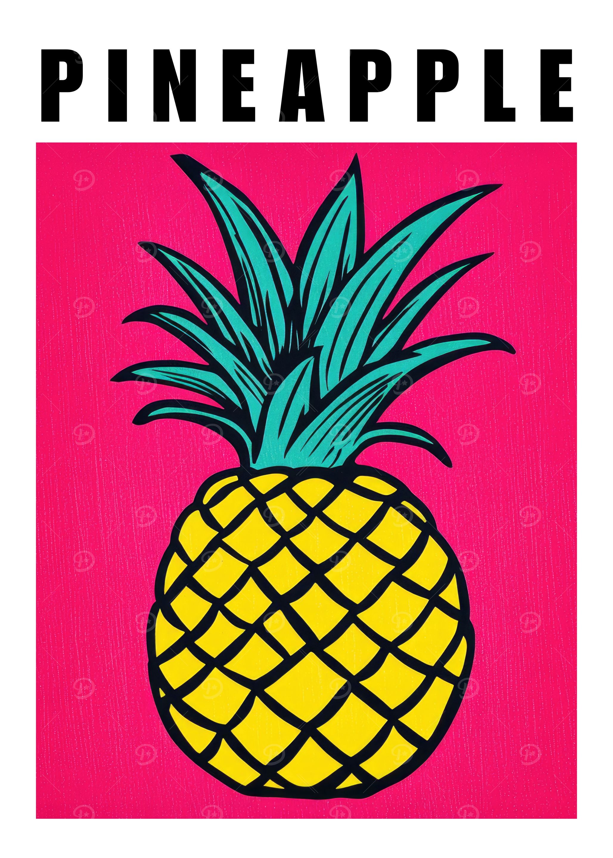 Pineapple Pop Art Minimalist Kitchen Poster
