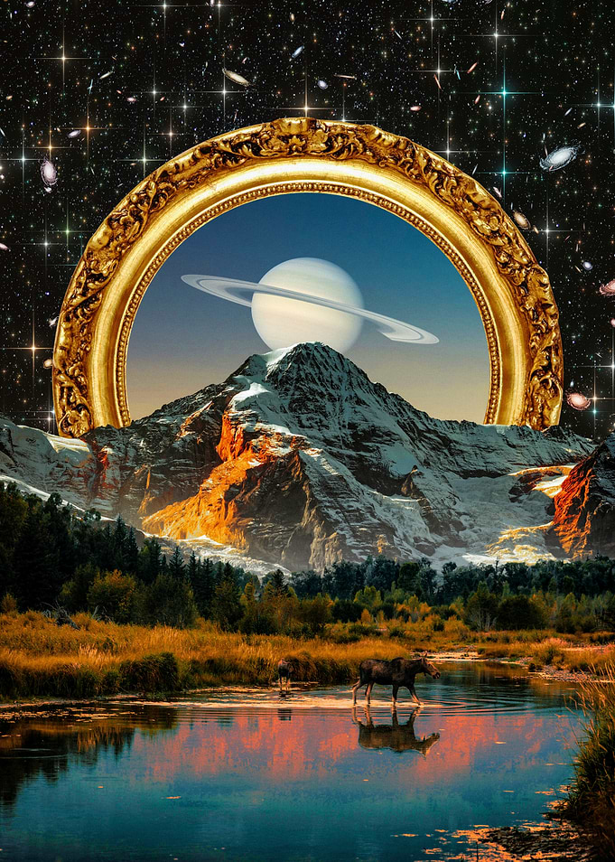 Saturn Through a Golden Frame