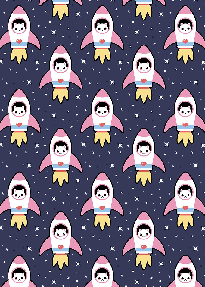 Kawaii Space Rocket Pattern