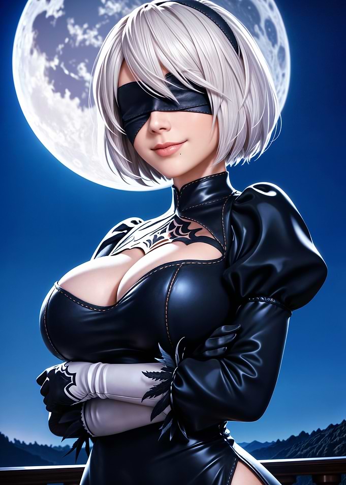 Black Dress Android under Moonlight