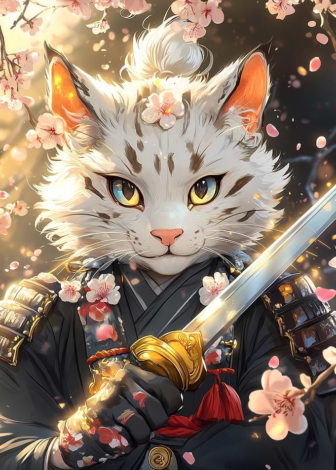 Samurai Savannah Cat with Sword Animal