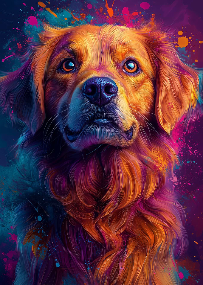 Golden Retriever Pop Art Portrait