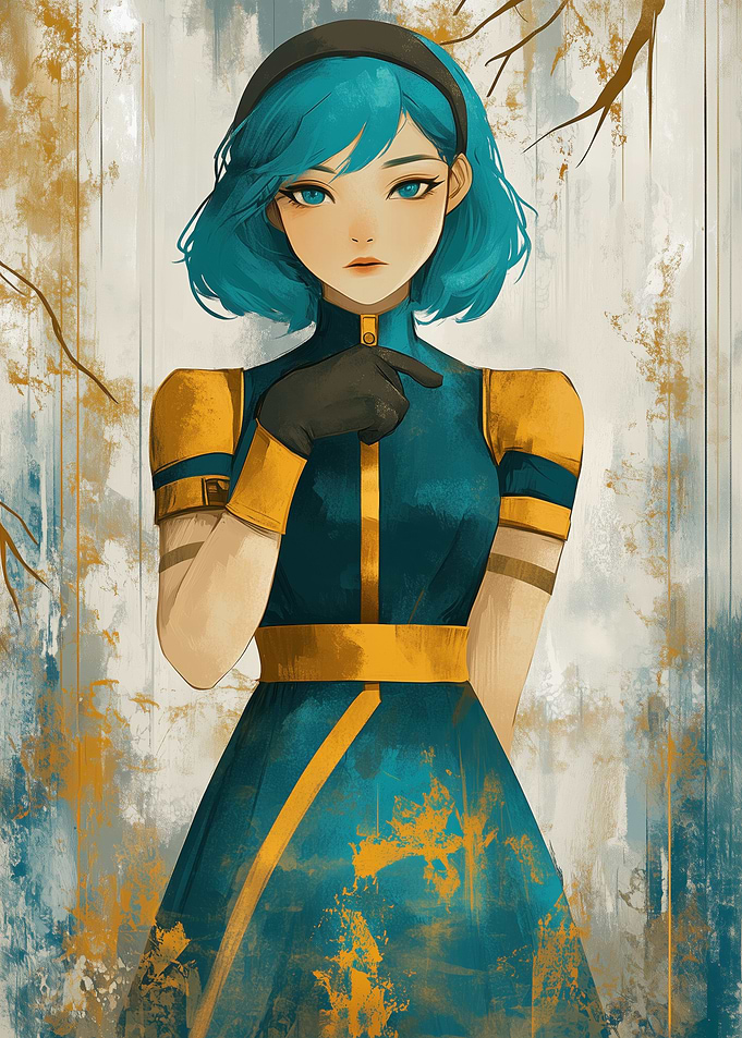 Anime Girl in Teal Dress