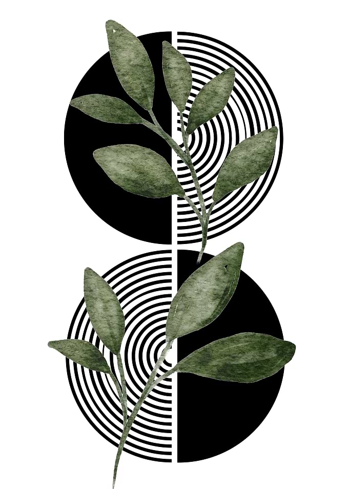 Green Leaves & Black Circles