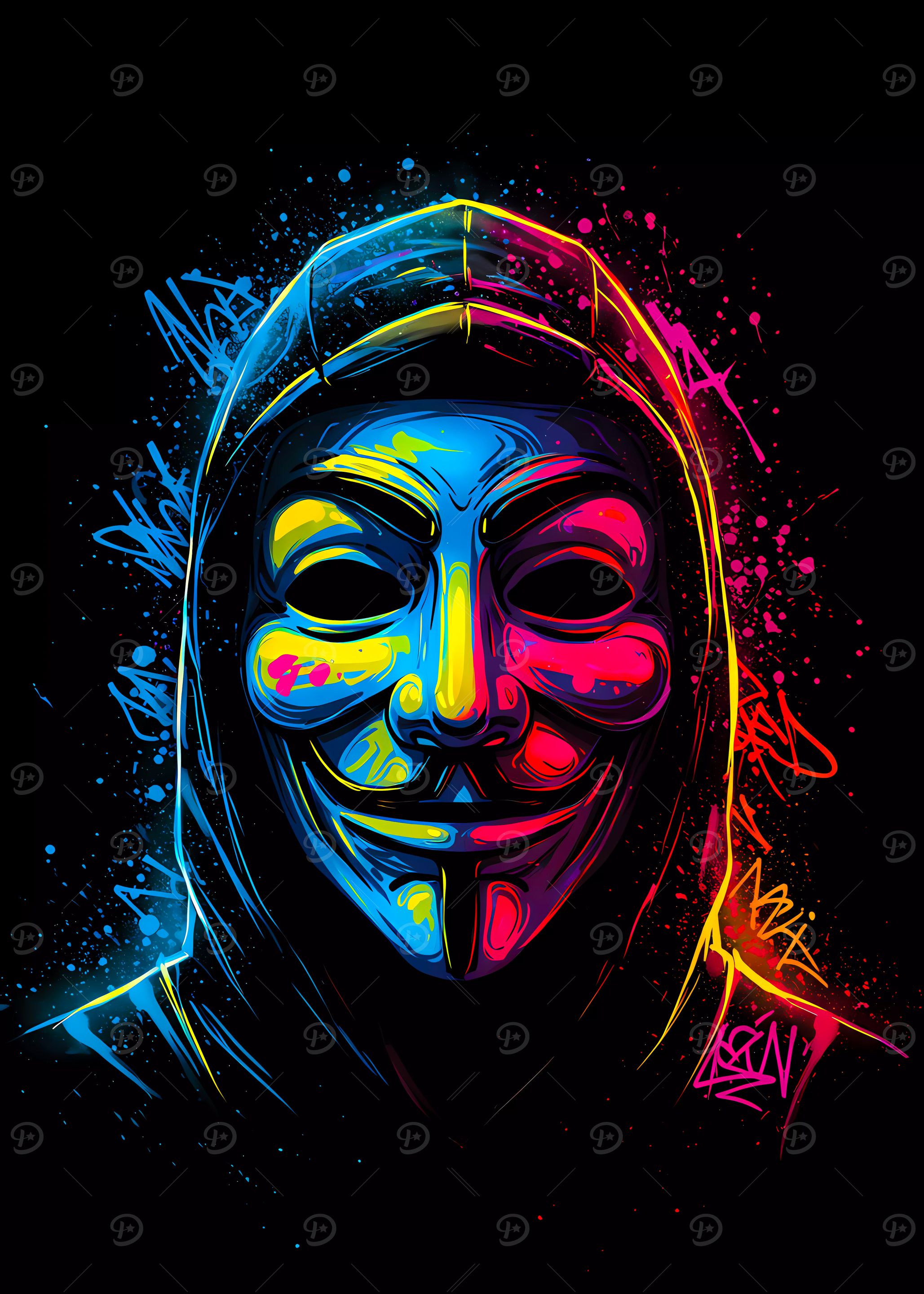 Anonymous Mask Neon Art