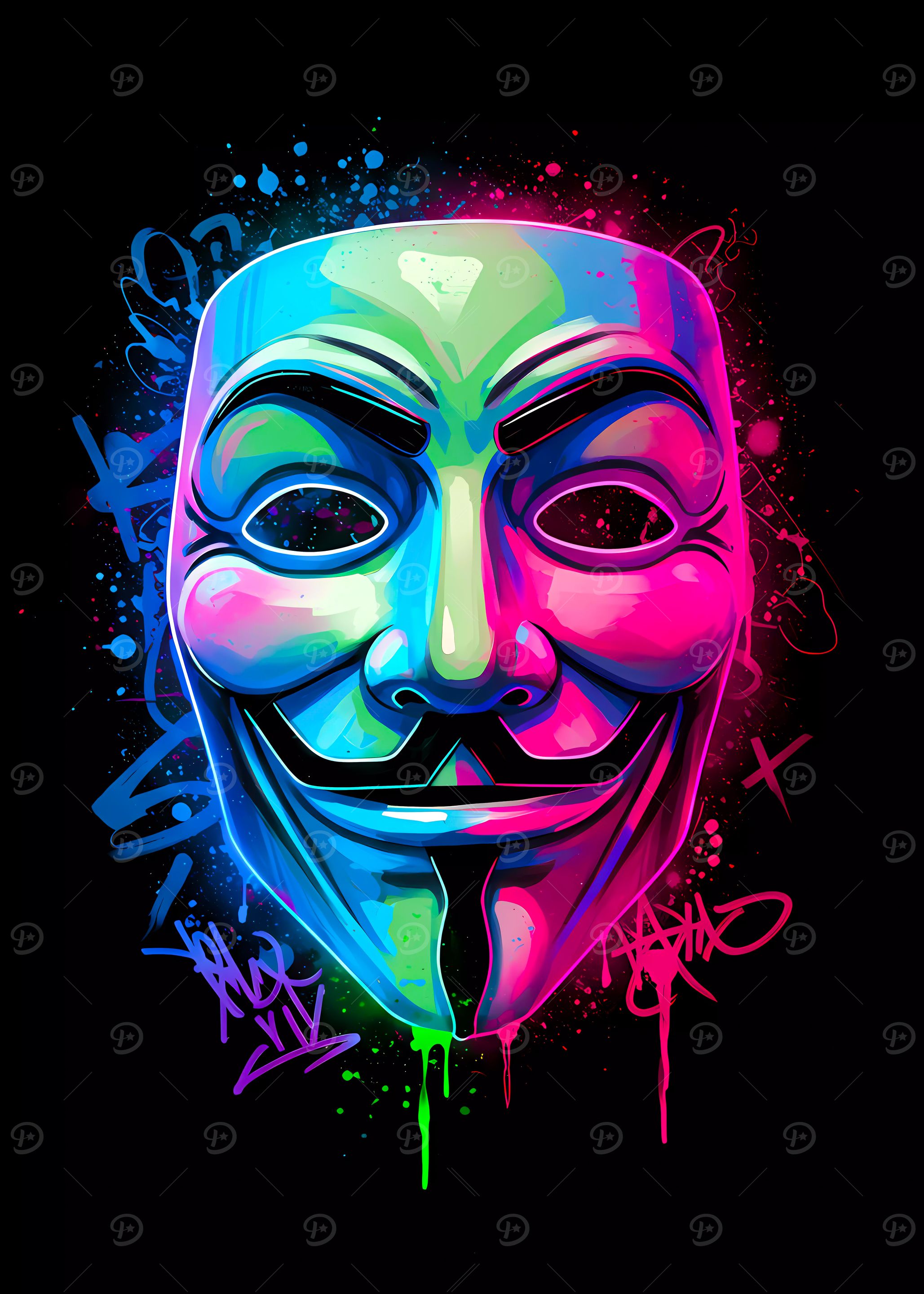 Anonymous Mask Neon Art
