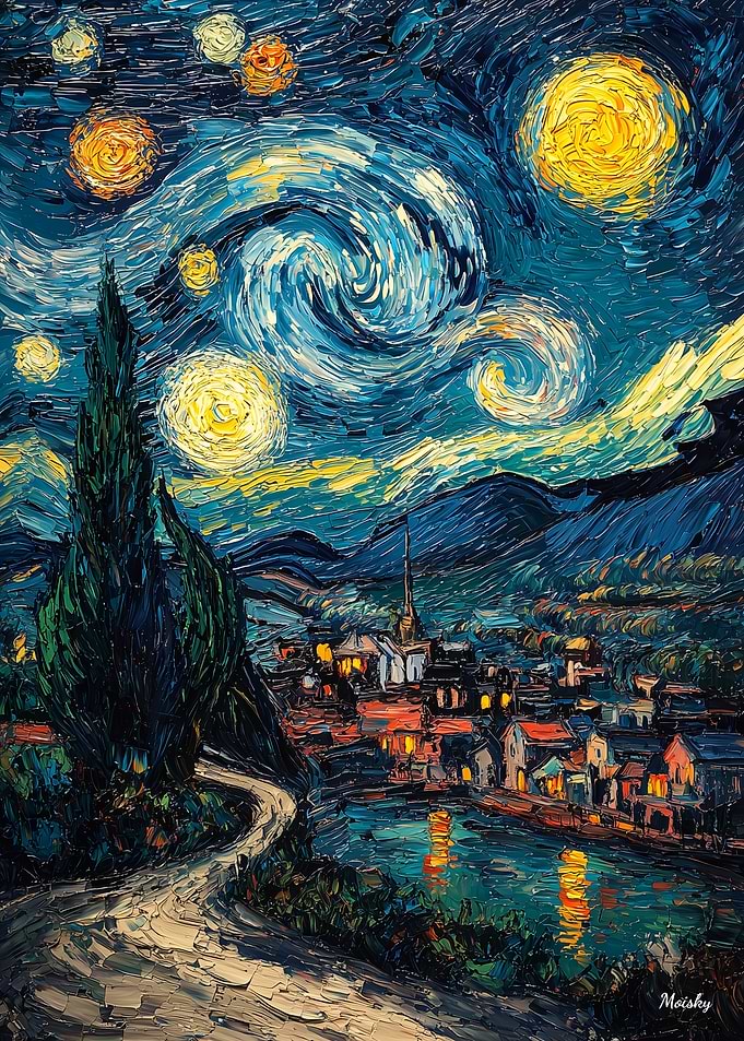 Expressionist The Starry Night – Bold Contemporary Art Reinterpretation