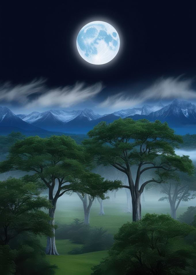 Moonlit Forest Landscape