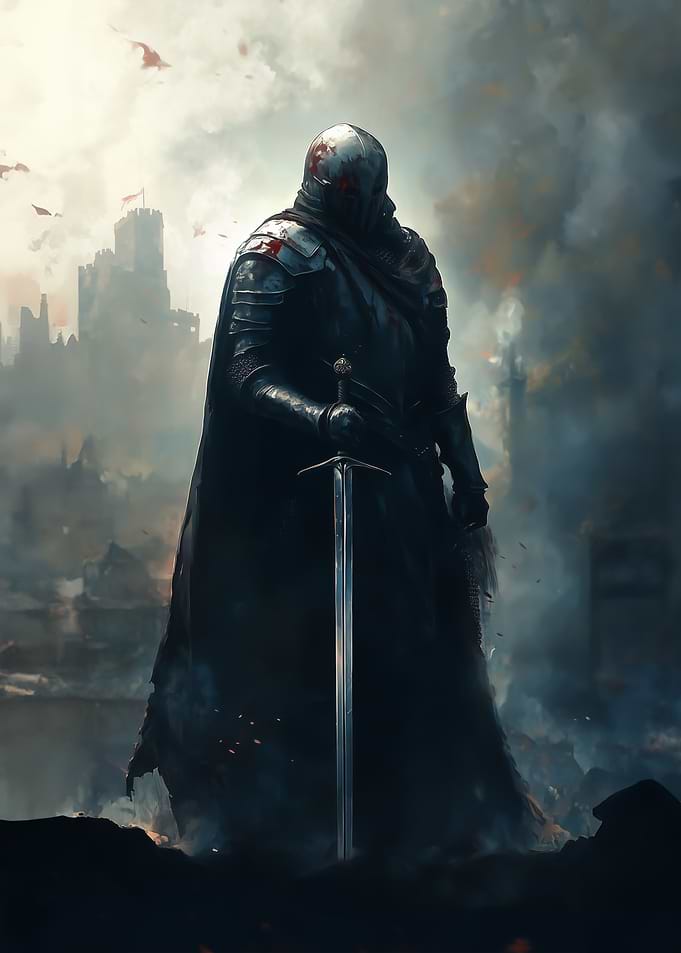 Lone Knight in Ruins