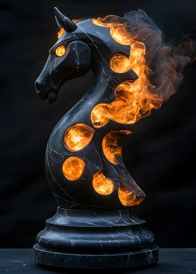 Burning Knight Chess Piece