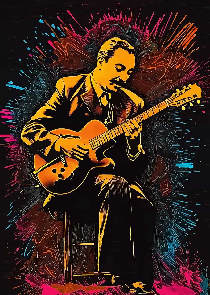 Django Reinhardt Guitarist in Action