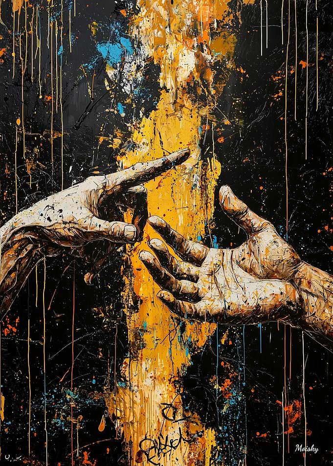 Expressionist The Creation of Adam – Bold Contemporary Art Reinterpretation