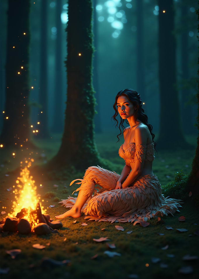 Forest Nymph by the Fire