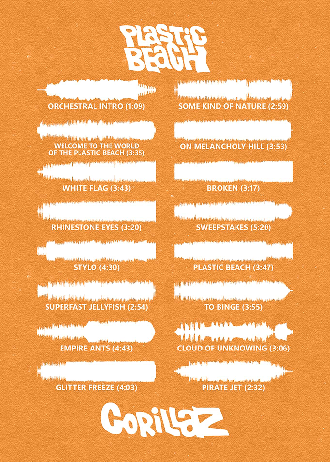 Gorillaz 'Plastic Beach' Album Soundwave Art
