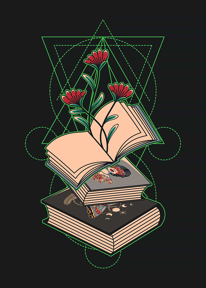 Book and Flower Illustration