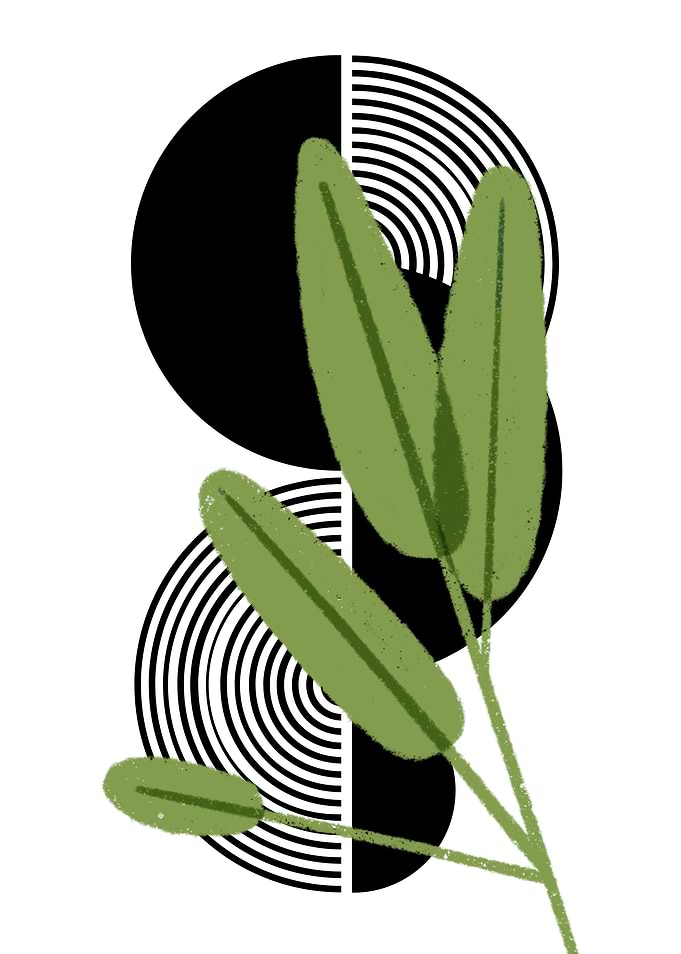 Green Leaves and Black Circles