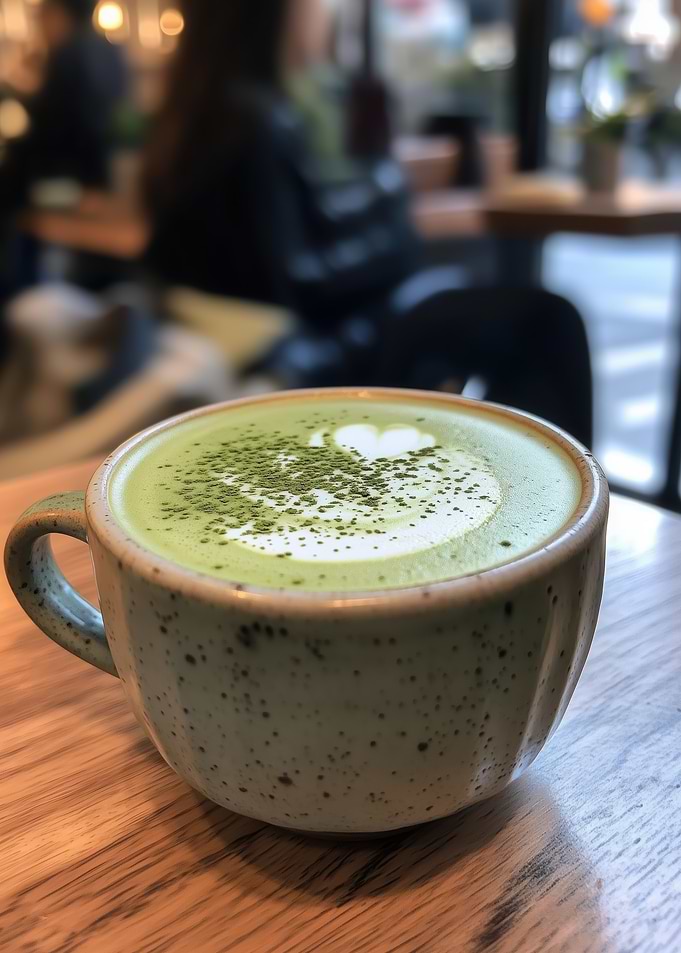 Matcha Latte with Heart Design