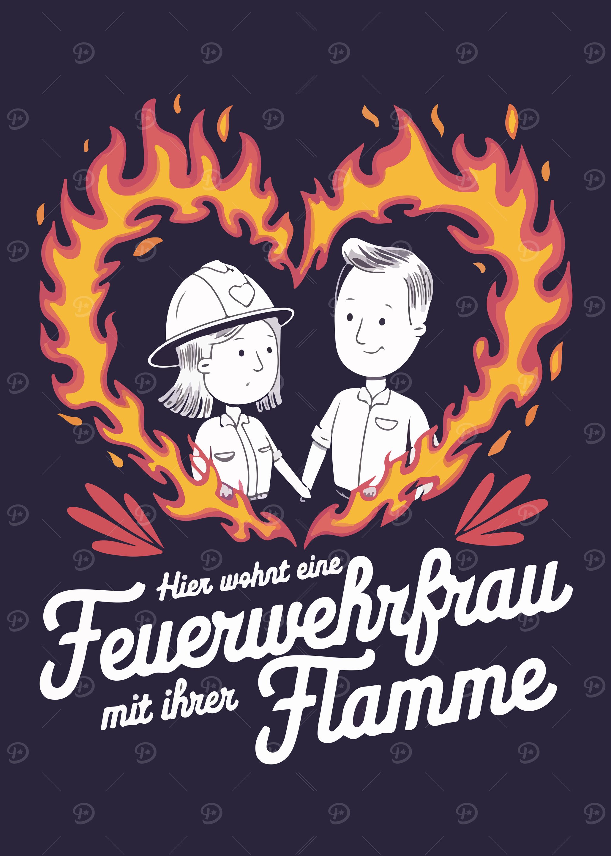 Firefighter Couple Illustration