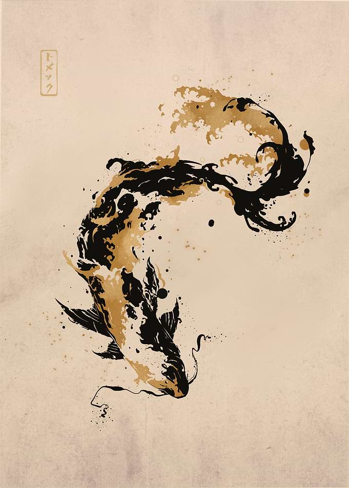 Black and Gold Koi Fish