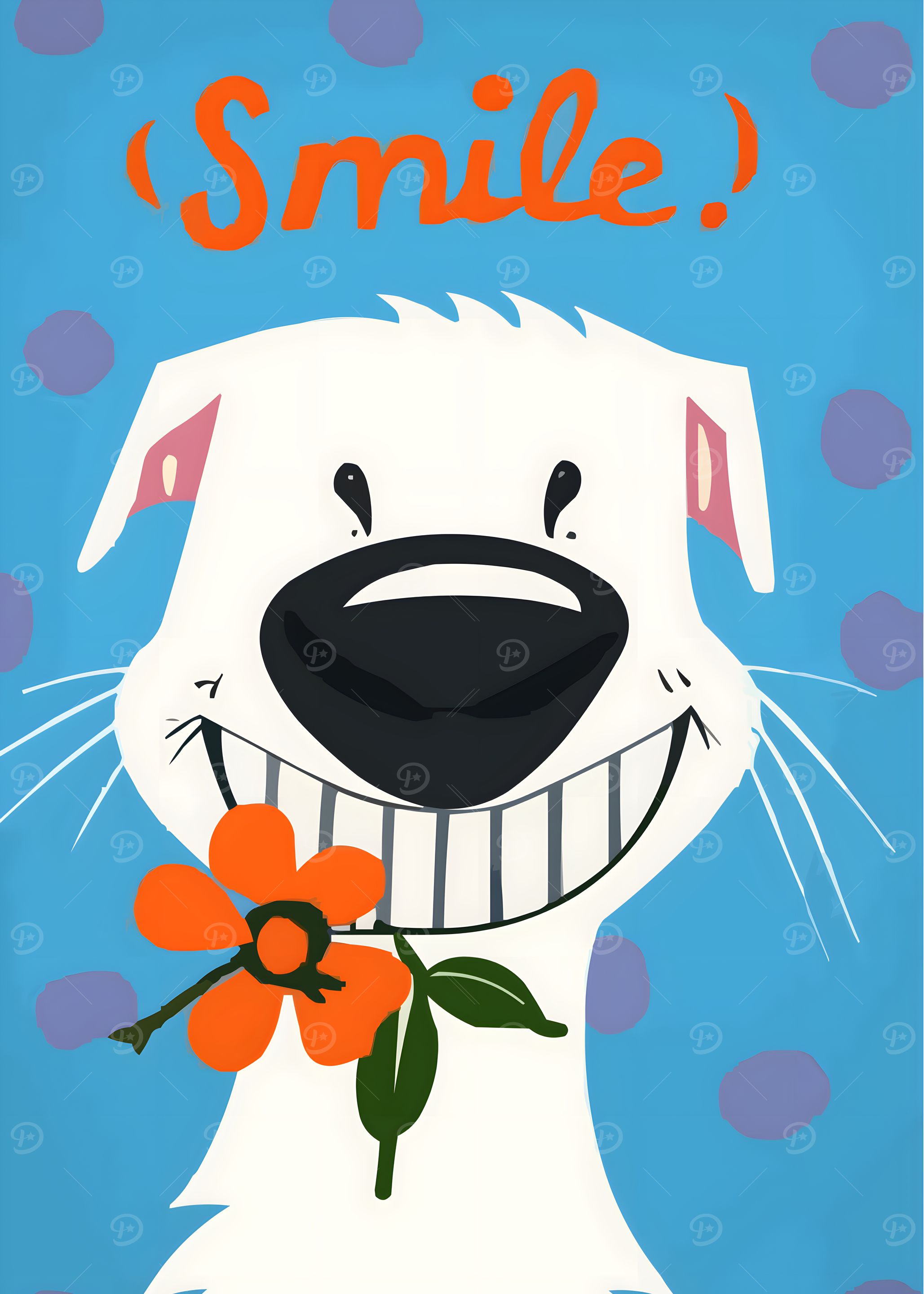 Smiling Dog with Flower