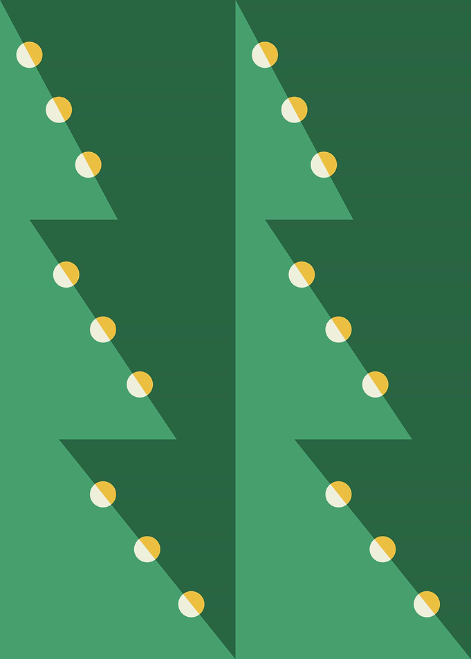 Decorated abstract Christmas trees