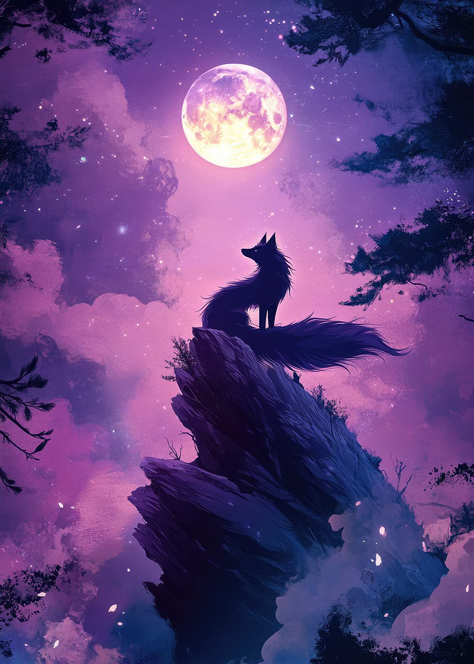 Kitsune Under Moonlight
