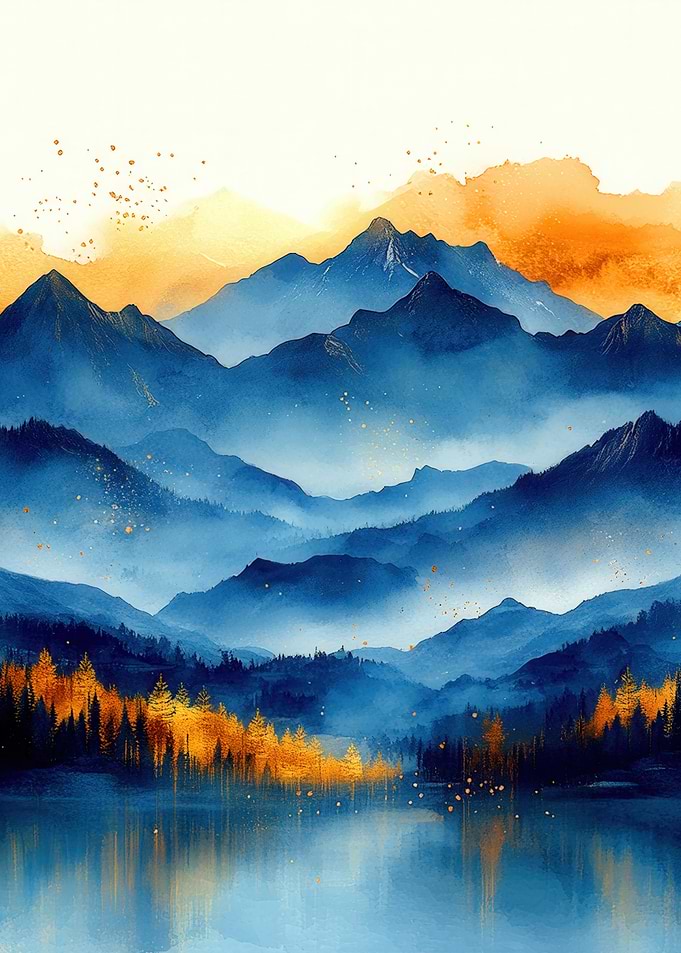 Blue Mountain Watercolor