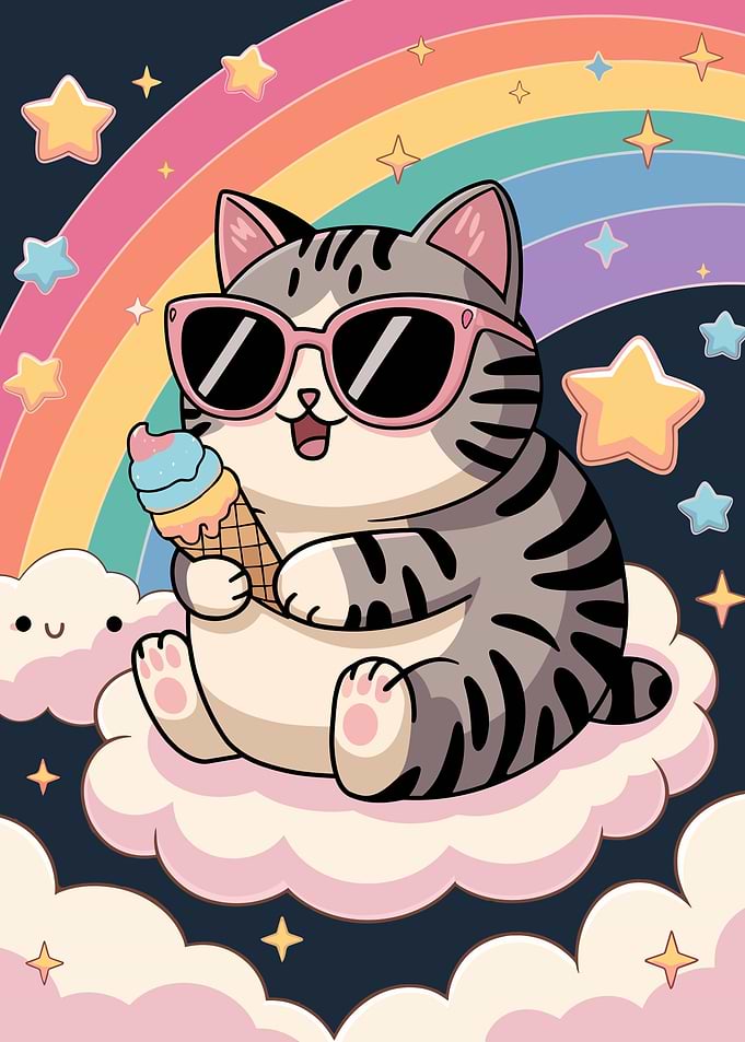 Cool Cat with Ice Cream