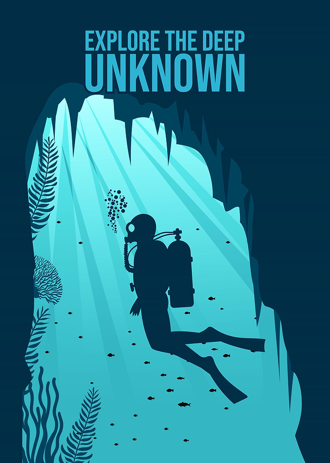 Scuba Diver in Cave