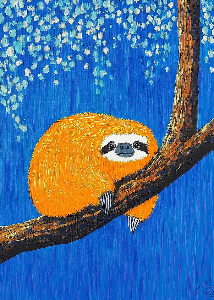Orange Sloth on Branch