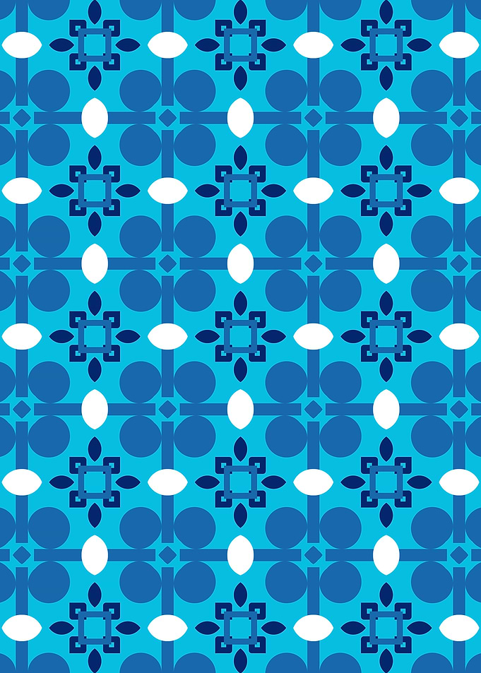 Retro Blue and White Geometric Pattern