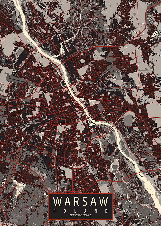 Warsaw City Map Poland Vector