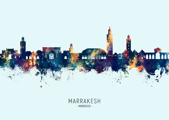 Marrakesh Skyline Watercolor