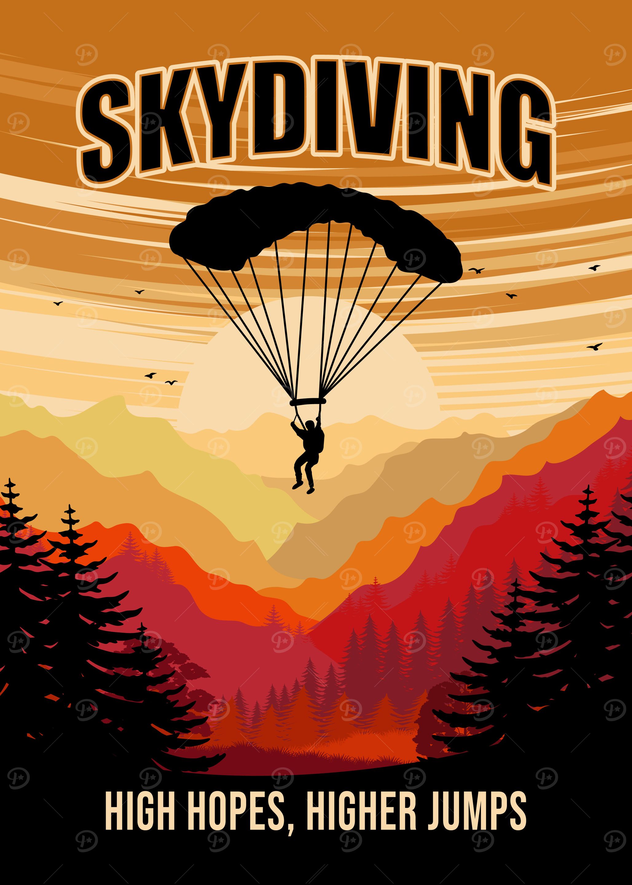 Skydiving Poster, High Hopes, Higher Jumps