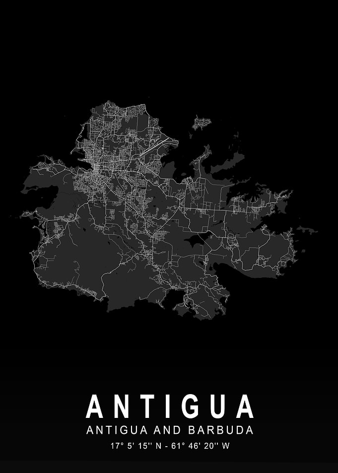 Antigua Dark City Map