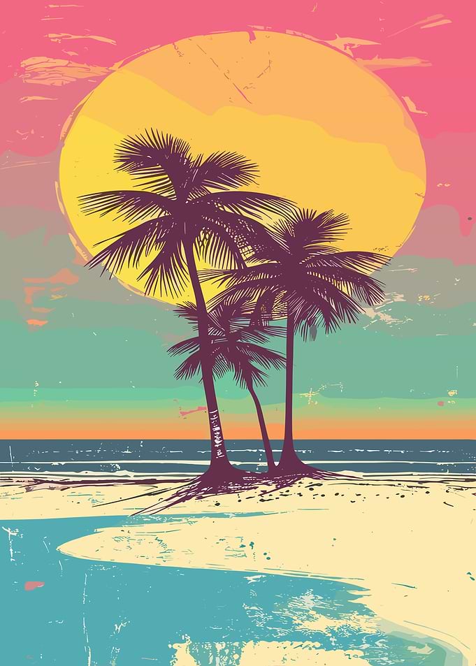 Palm Trees Sunset Beach