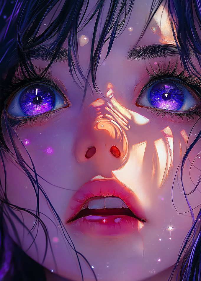 Anime Girl with Purple Eyes