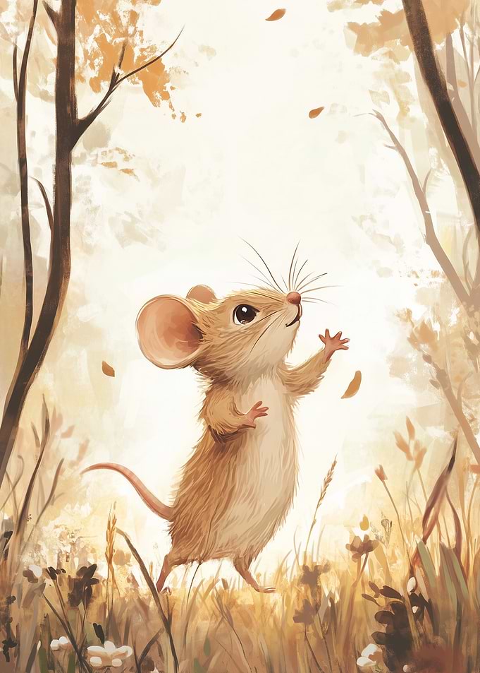 Cute Mouse in Autumn