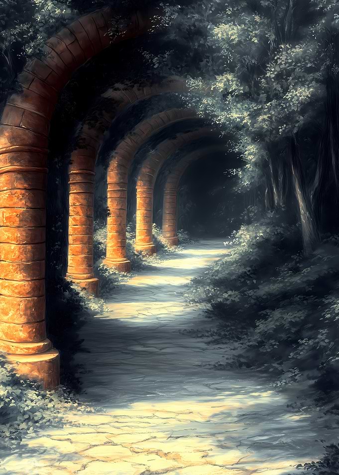 Stone Archway Path Japanese Landscape