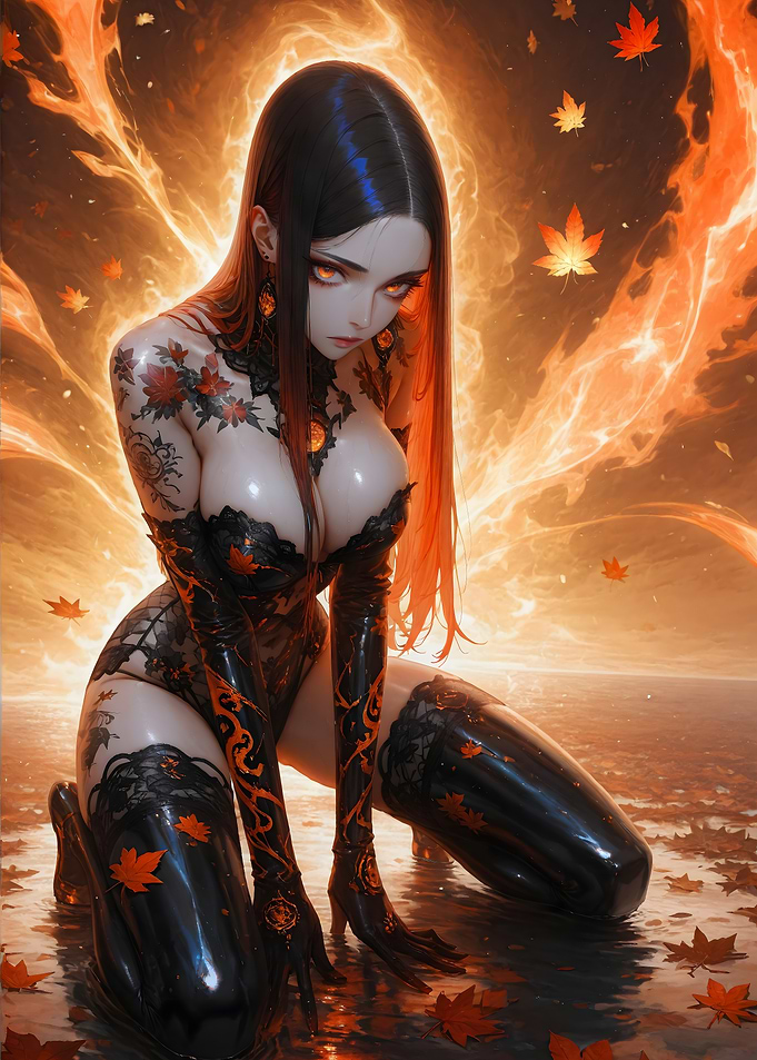 Anime Woman in Flames