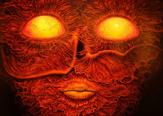 Abstract Fire Face by Zdzislaw Beksinsk