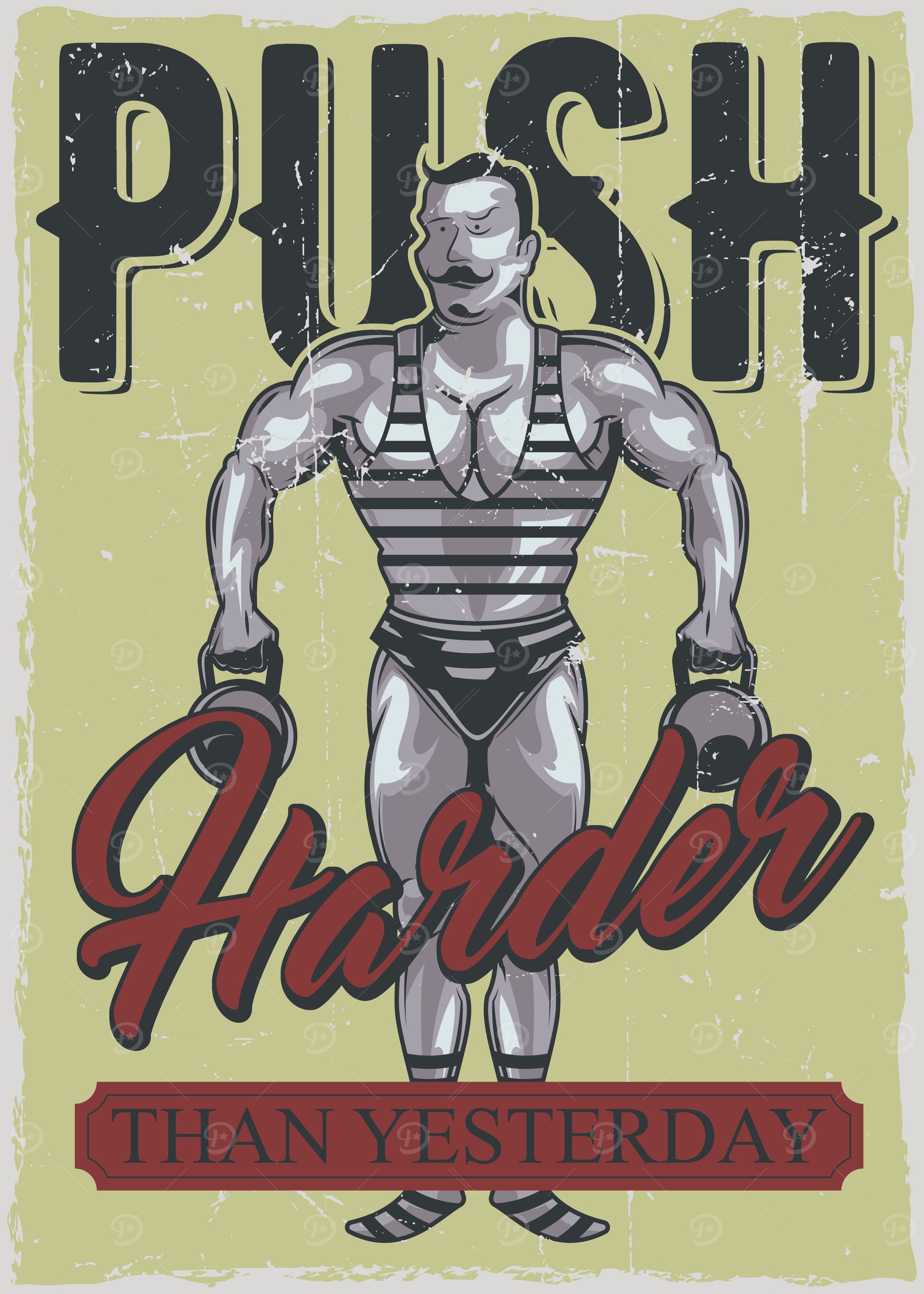 Push Harder Vintage fitness Poster