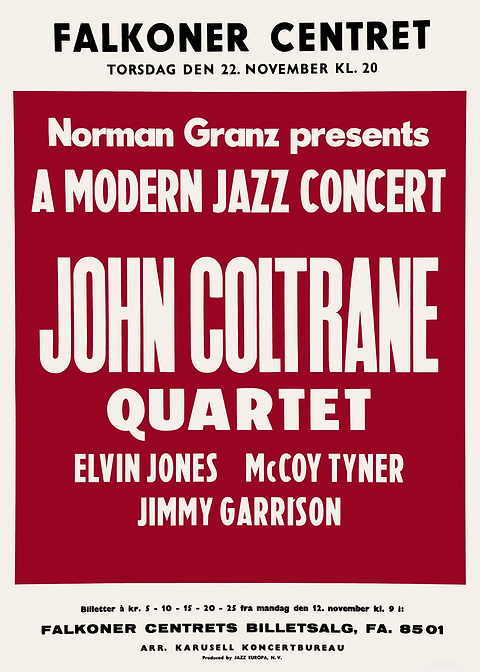 John Coltrane Quartet Concert Poster — retro concert bill printed on metal